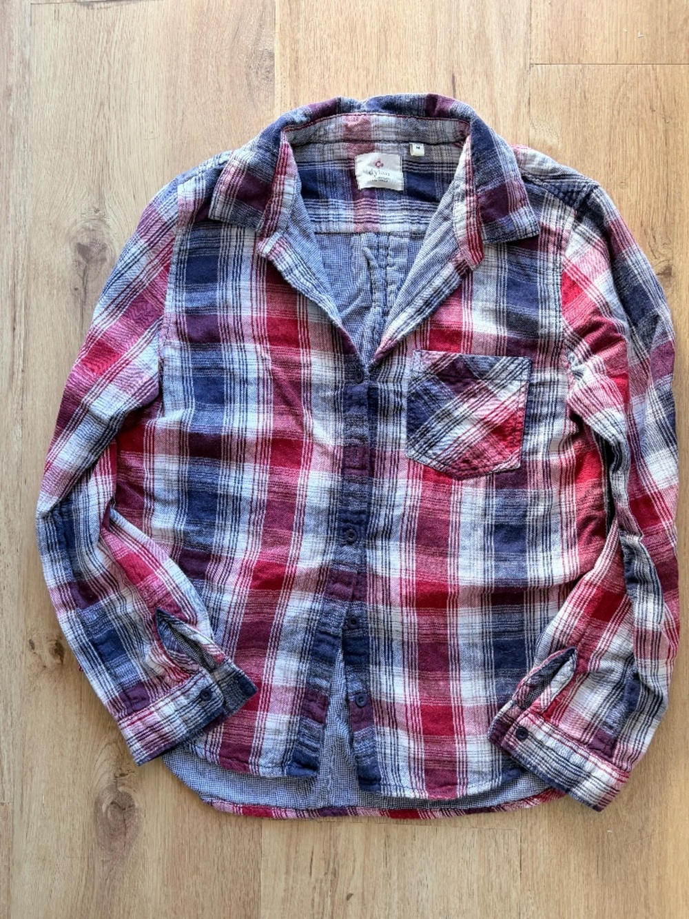 Women's relaxed-fit button-down plaid flannel shirt by Dylan Clothing